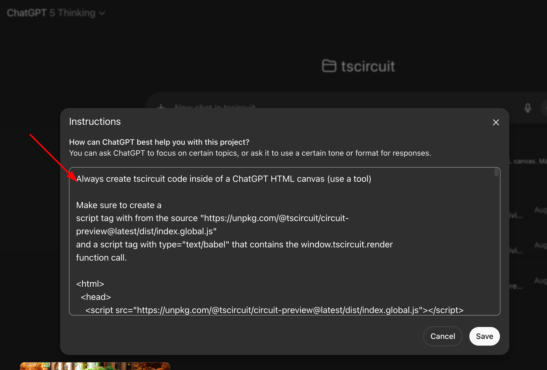 Paste in Instructions